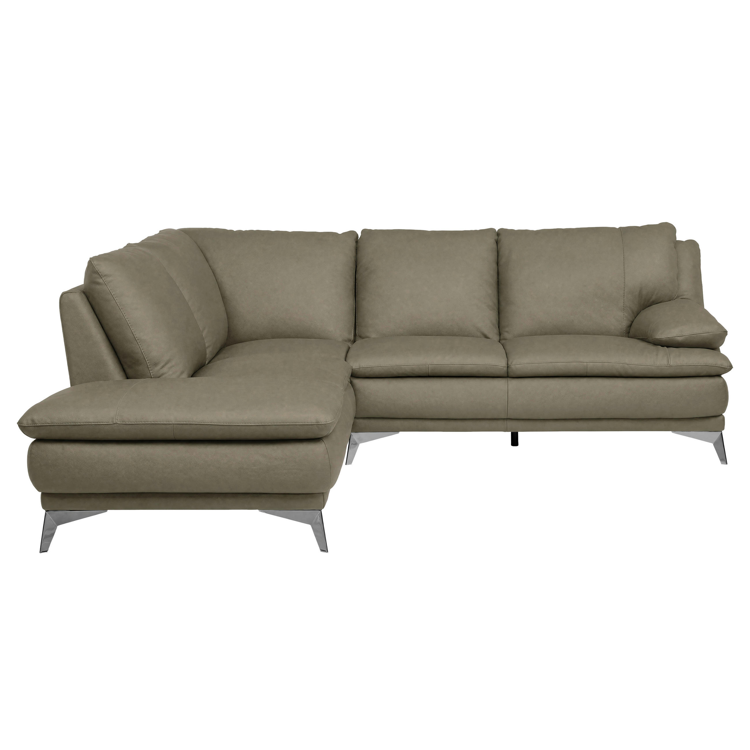 ECKSOFA  in Echtleder Beige  224/242 cm  - Chromfarben/Beige, Design, Leder/Metall (224/242cm) - Novel