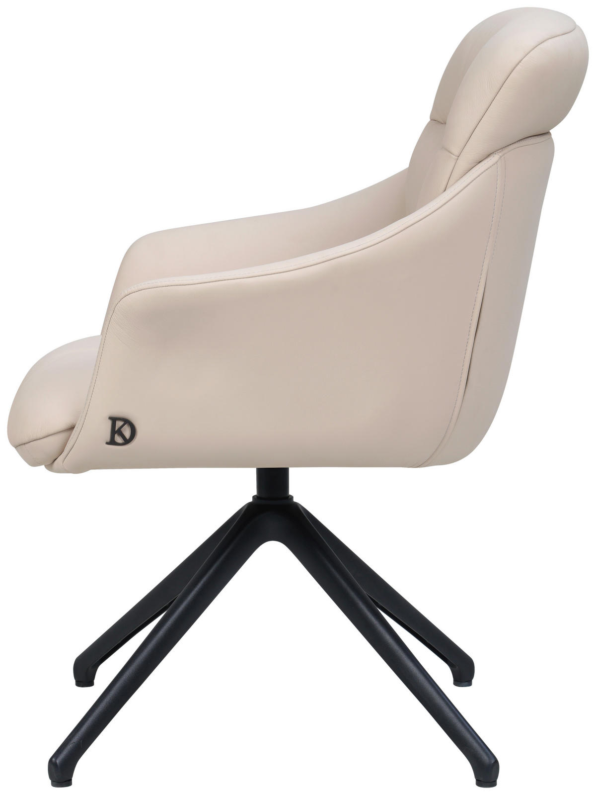 ARMLEHNSTUHL  Sitzfläche 360° drehbar, inklusive Armlehnen, automatische Rückholfunktion  Echtleder  - Beige, Design, Leder/Metall (62/85,5/65cm) - Dieter Knoll