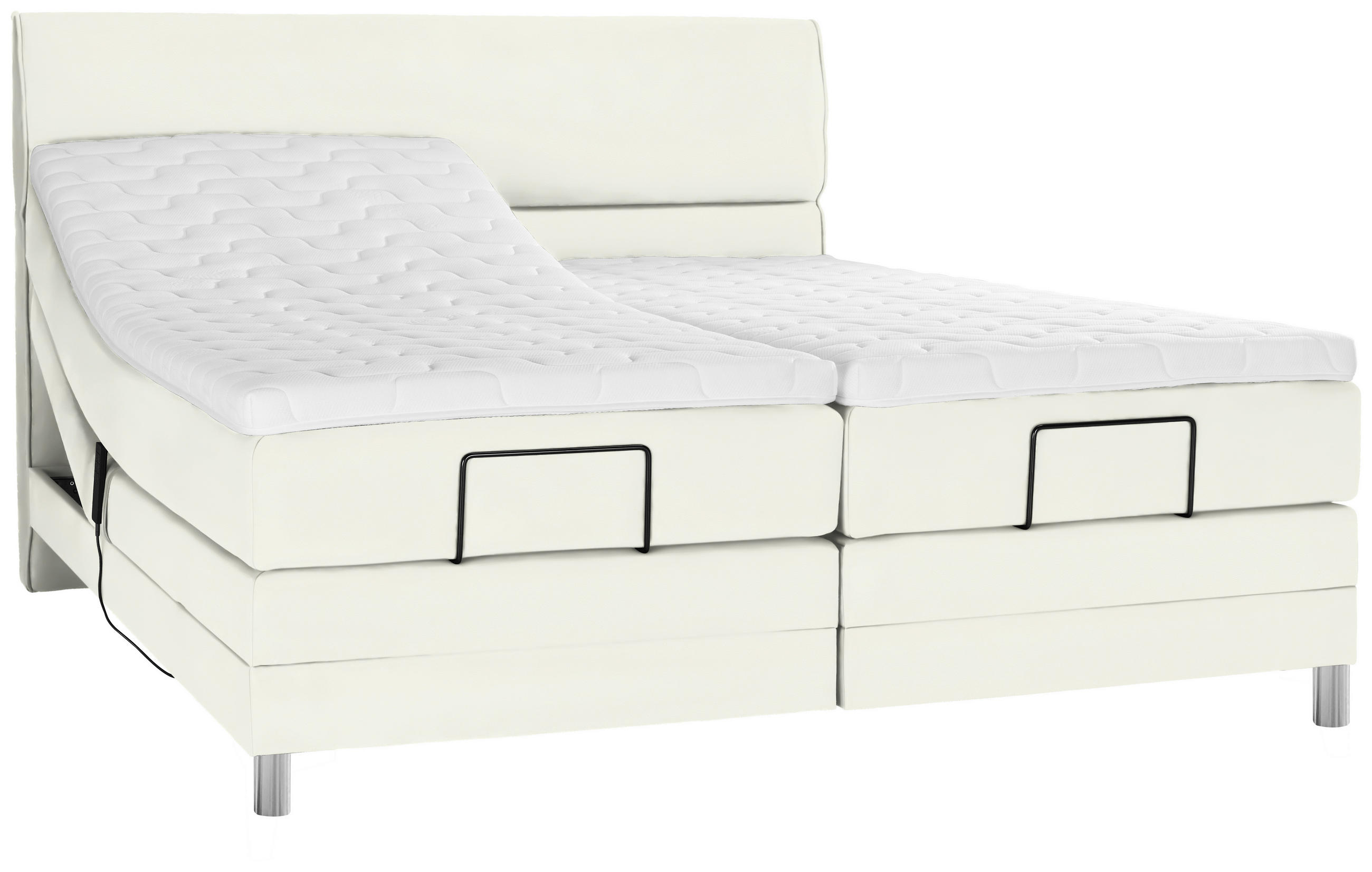 BOXSPRINGBETT 180/200 cm  in Weiss  - Chromfarben/Weiss, Konventionell, Kunststoff/Textil (180/200cm) - Voleo