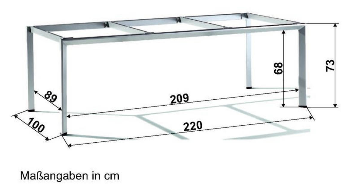 GARTENTISCHGESTELL 220/100/74 cm Metall  - Graphitfarben, Basics, Metall (220/100/74cm) - Sieger