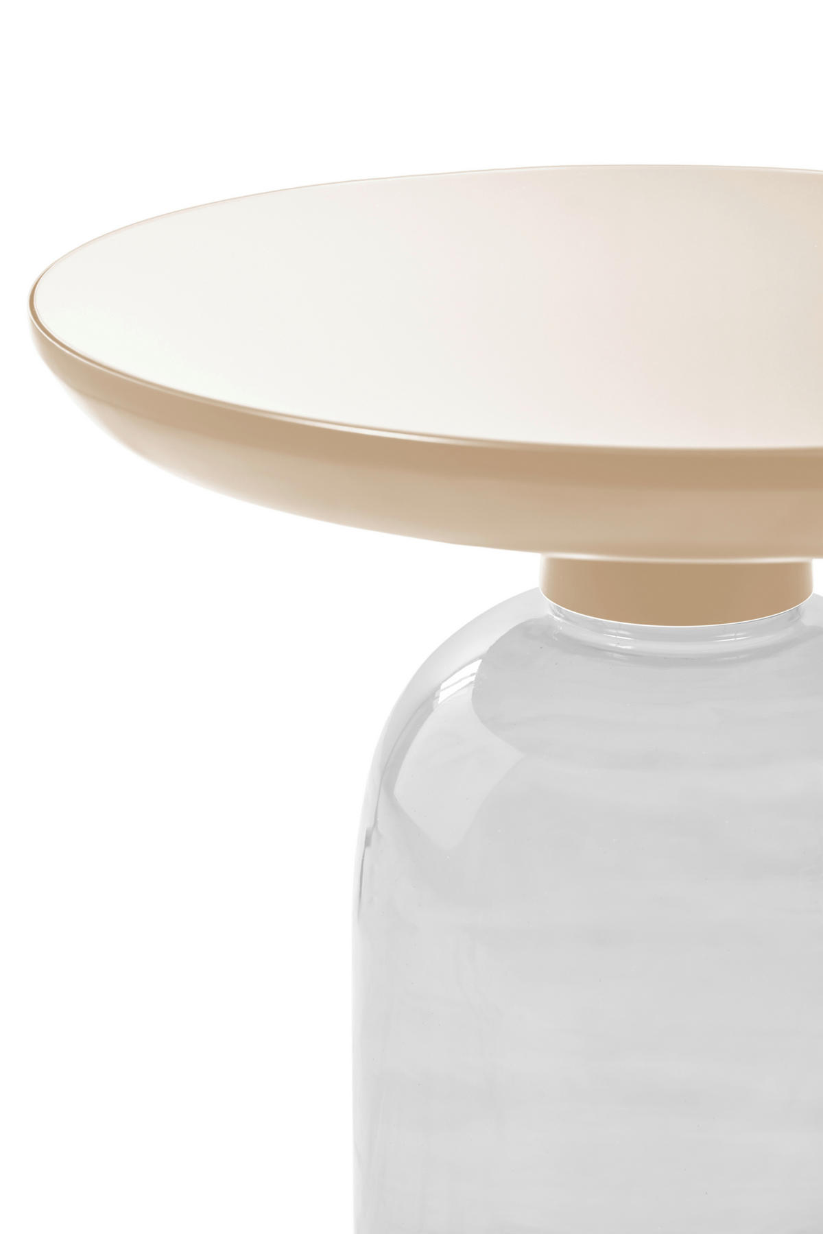 BEISTELLTISCH 50/50/56 cm Transparent, Creme rund  - Transparent/Creme, Design, Glas/Metall (50/50/56cm) - Livetastic