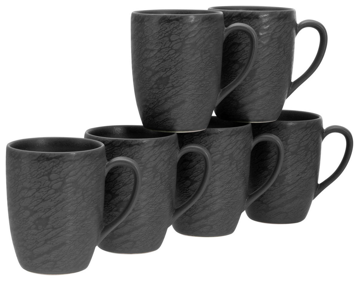 KAFFEEBECHERSET Rondo Schiefer 6-teilig  - Schwarz, Basics, Keramik (0,3l) - Creatable