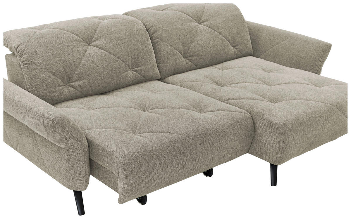 ECKSOFA in Webstoff Hellgrau  - Hellgrau/Schwarz, Design, Textil/Metall (244/173cm) - Moderano