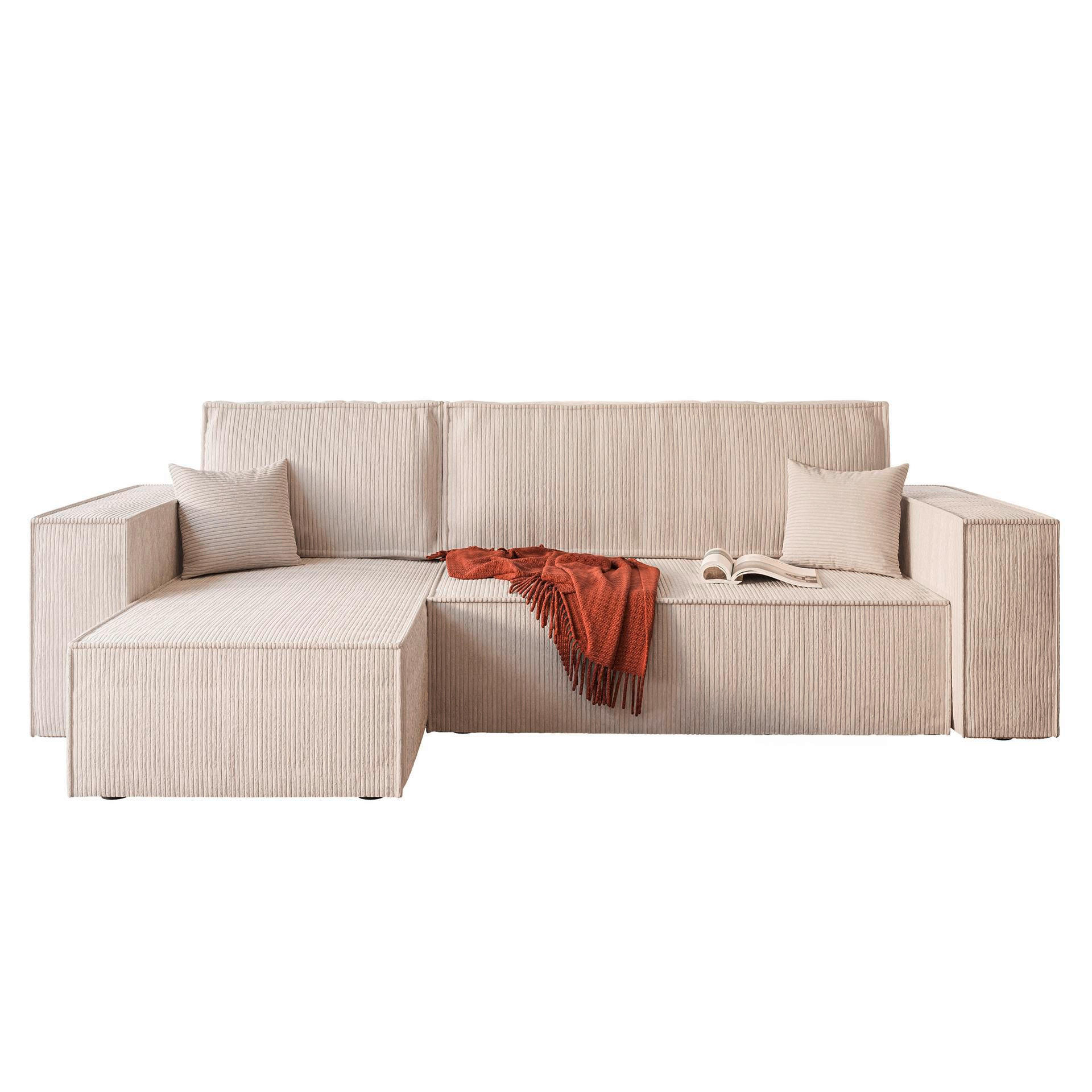 ECKSOFA in Cord Beige  - Beige, Design, Textil (142/246cm) - P & B