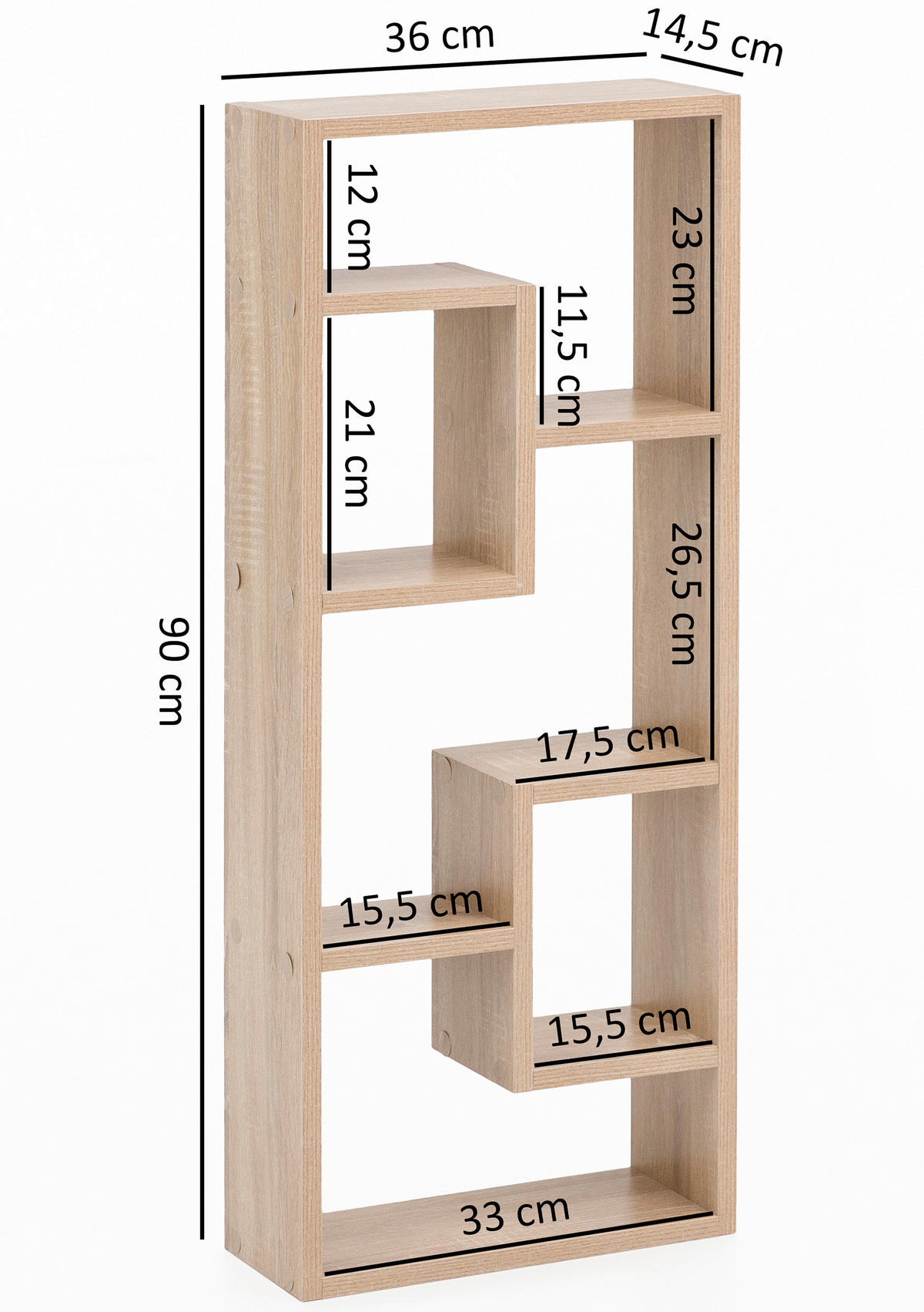 WANDREGAL 36/90/14,5 cm  - Eichefarben, Konventionell, Holzwerkstoff (36/90/14,5cm) - MID.YOU