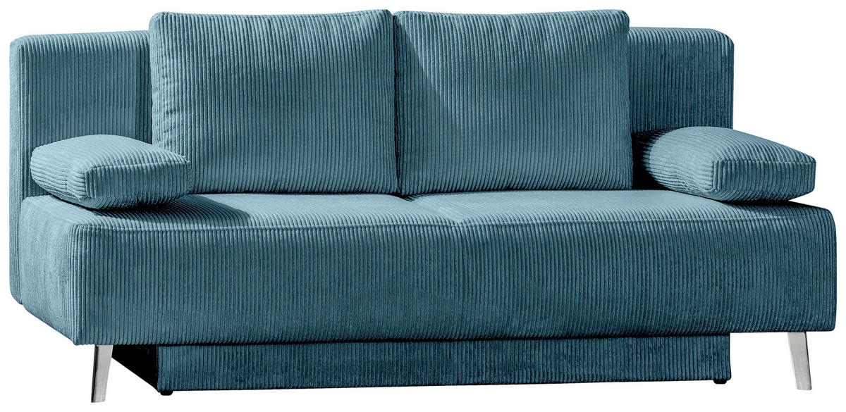 SCHLAFSOFA in Cord Petrol  - Petrol, Modern, Textil/Metall (193/85/88cm) - Novel
