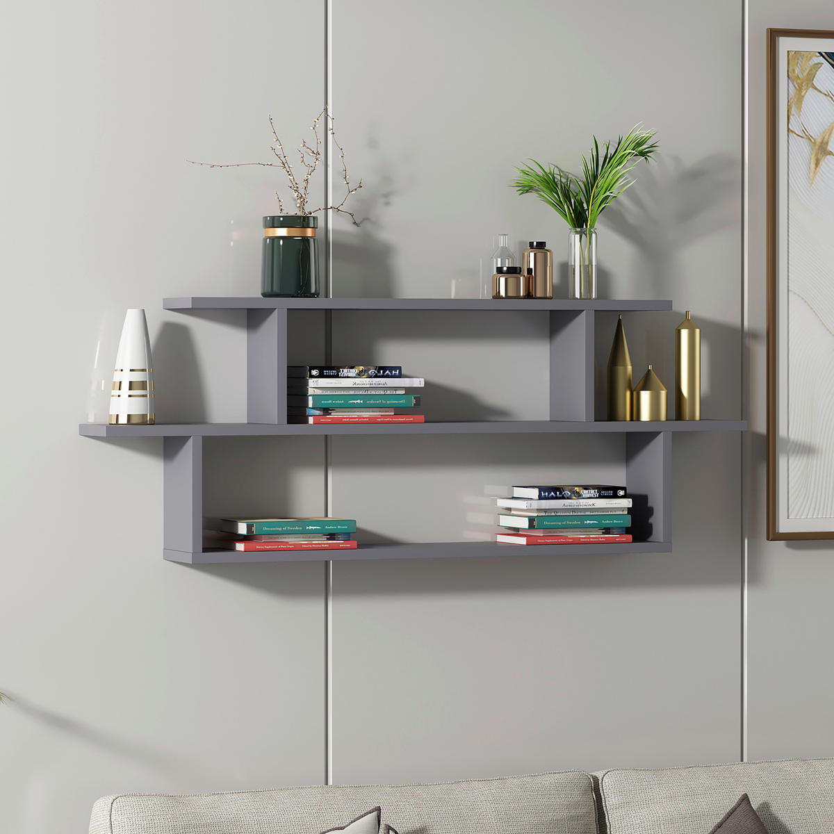 WANDREGAL 120/44,6/14,6 cm  - Anthrazit, Design, Holzwerkstoff (120/44,6/14,6cm) - MID.YOU