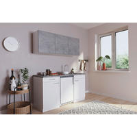 MINI KONYHA  - alumíniumszínű/fehér, Konventionell, műanyag/faalapú anyag (150cm) - Respekta