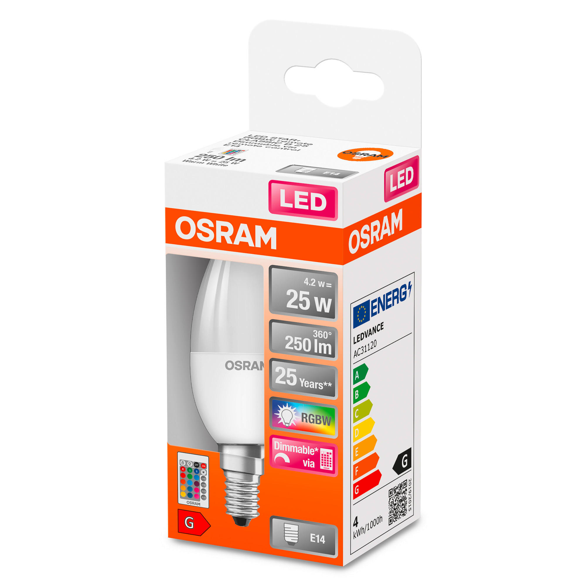 LED-LEUCHTMITTEL   E14 4,2 W 250 lm 2 Stück  - Weiß, Basics, Kunststoff (3,7/10,7cm) - Osram