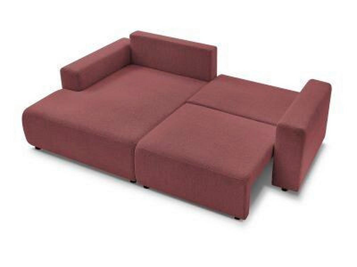 ECKSOFA Ottomane links  ATILLA Rot Flachgewebe  - Rot/Schwarz, MODERN, Kunststoff/Textil (149/244cm)
