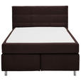 BOXSPRINGBETT 140/200 cm  in Dunkelbraun  - Dunkelbraun/Alufarben, KONVENTIONELL, Textil/Metall (140/200cm) - Dieter Knoll