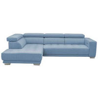 ECKSOFA Hellblau Mikrofaser  - Chromfarben/Hellblau, Design, Textil/Metall (207/301cm) - Xora