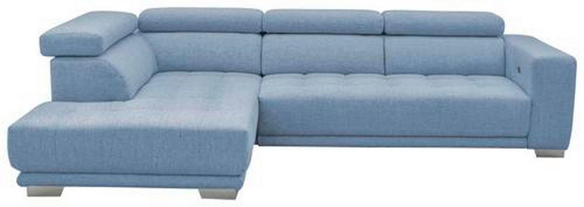 ECKSOFA Hellblau Mikrofaser  - Chromfarben/Hellblau, Design, Textil/Metall (207/301cm) - Xora