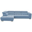 ECKSOFA in Mikrofaser Hellblau  - Chromfarben/Hellblau, Design, Textil/Metall (207/301cm) - Xora