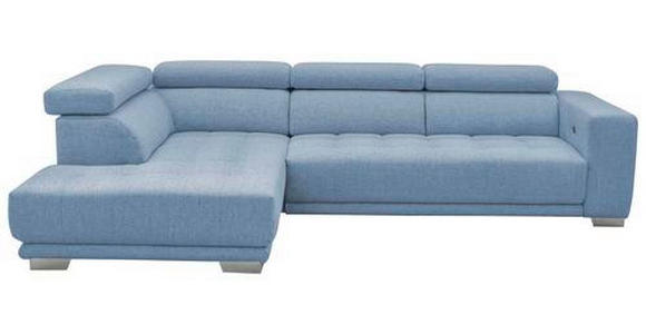 ECKSOFA in Mikrofaser Hellblau  - Chromfarben/Hellblau, Design, Textil/Metall (207/301cm) - Xora