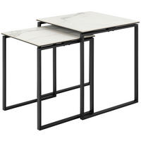 BEISTELLTISCHSET in Metall, Glas, Keramik 43/50/50/55/43/50 cm  - Schwarz/Weiß, Trend, Glas/Keramik (43/50/50/55/43/50cm)