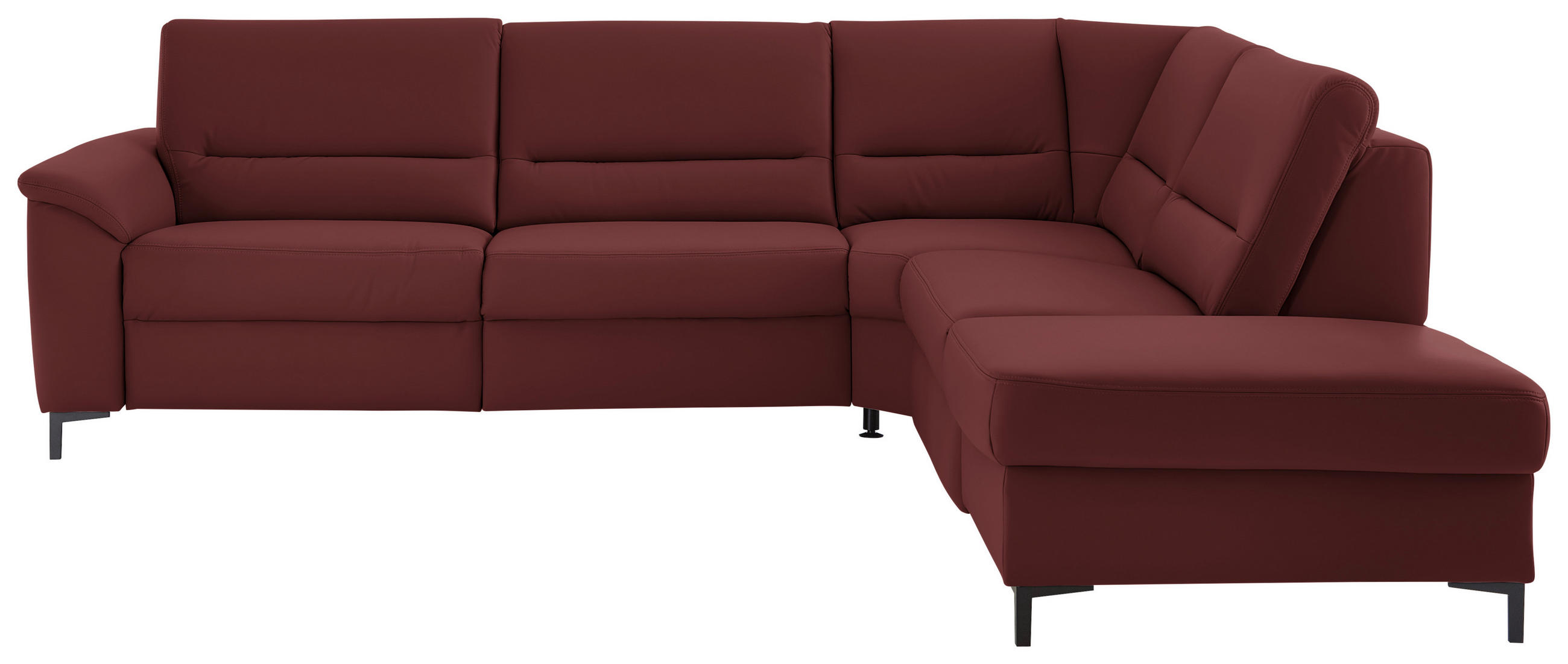 ECKSOFA  in Echtleder Brombeere  290/249 cm  - Brombeere/Schwarz, KONVENTIONELL, Leder/Metall (290/249cm) - Beldomo Premium