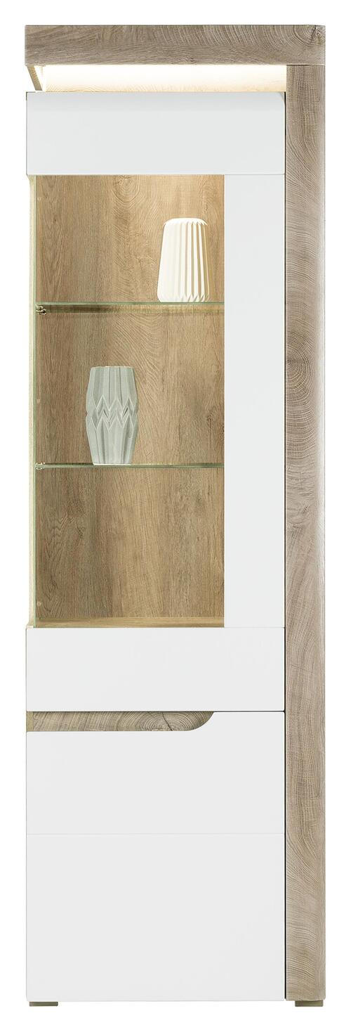 VITRINA  in stejar   - argintiu, Basics, sticlă/lemn (60/195,5/39cm) - Venda