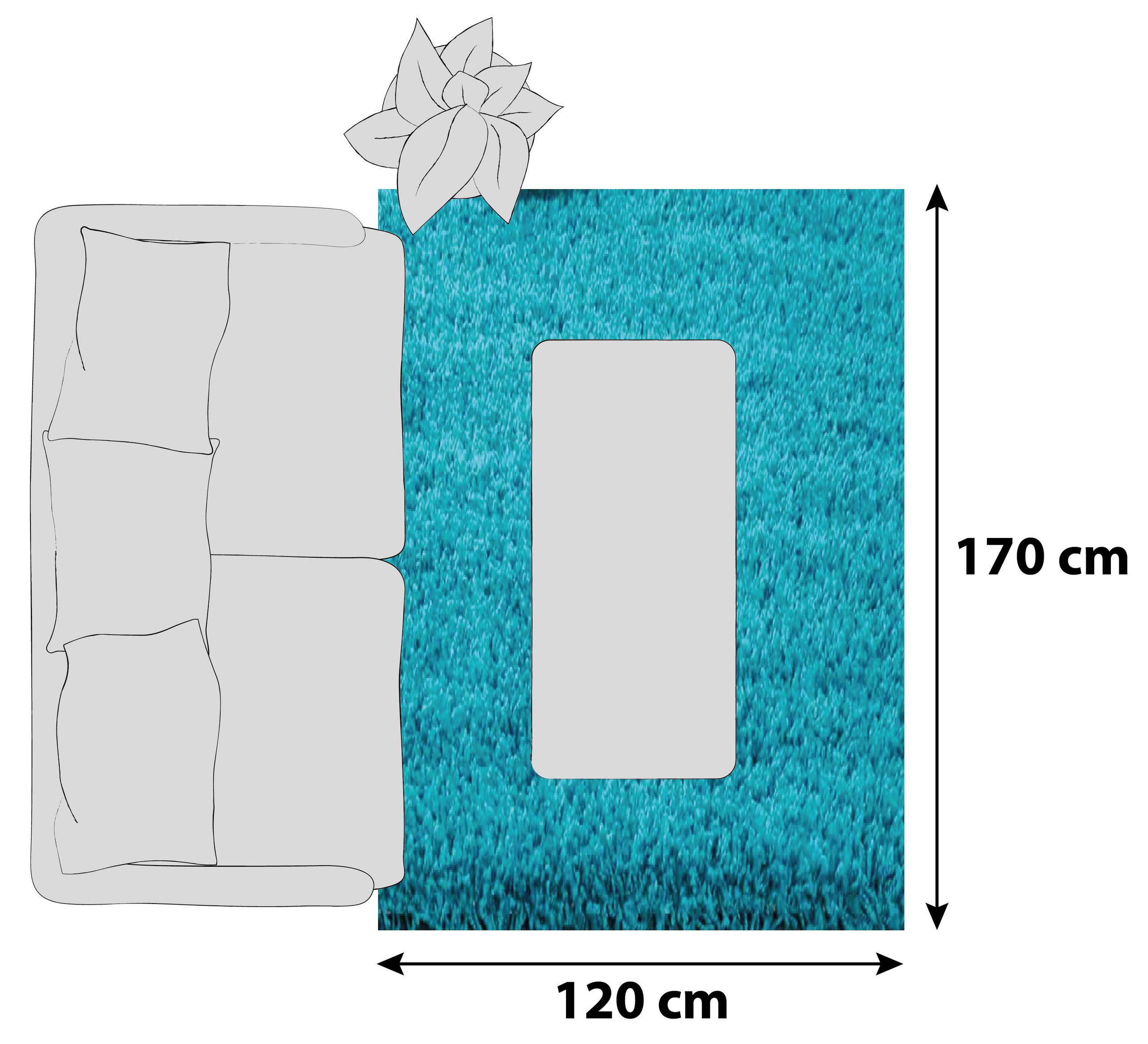 HOCHFLORTEPPICH 120/170 cm Türkis  - Türkis, MODERN, Textil (120/170cm)