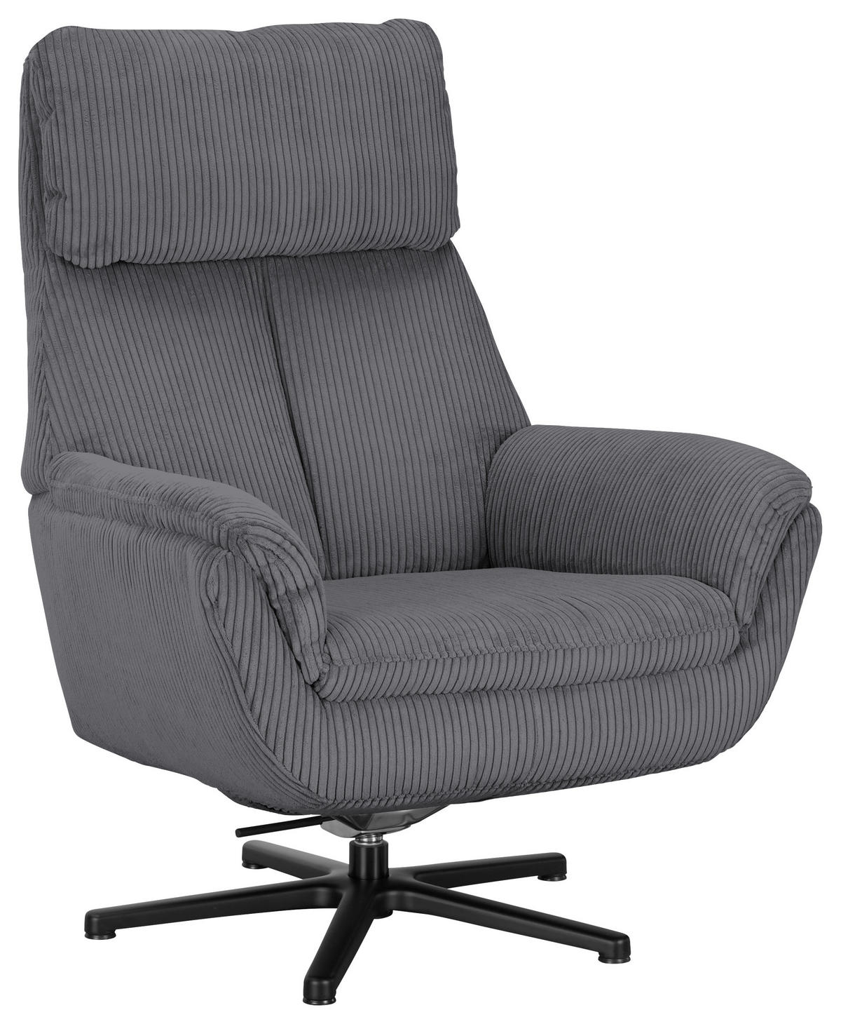 RELAXSESSEL Cord    - Anthrazit/Schwarz, Design, Textil/Metall (79/108/89cm)