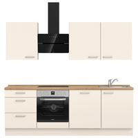 KÜCHENBLOCK 240 cm   in Eichefarben, Magnolie  - Edelstahlfarben/Eichefarben, MODERN, Holzwerkstoff/Metall (240cm) - Nobilia