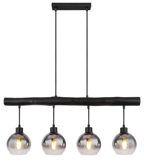 HÄNGLAMPA Moitas 85/15/120 cm  - grå/svart, Design, metall/trä (85/15/120cm) - Globo