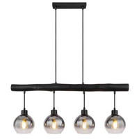 HÄNGLAMPA Moitas 85/15/120 cm  - grå/svart, Design, metall/trä (85/15/120cm) - Globo