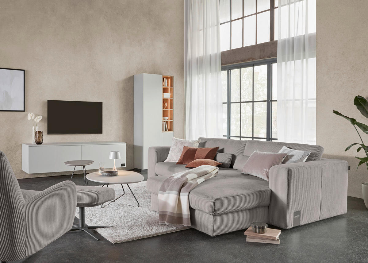 ECKSOFA JOOP Grau Cord  - Schwarz/Grau, KONVENTIONELL, Kunststoff/Textil (269/192cm) - Joop!