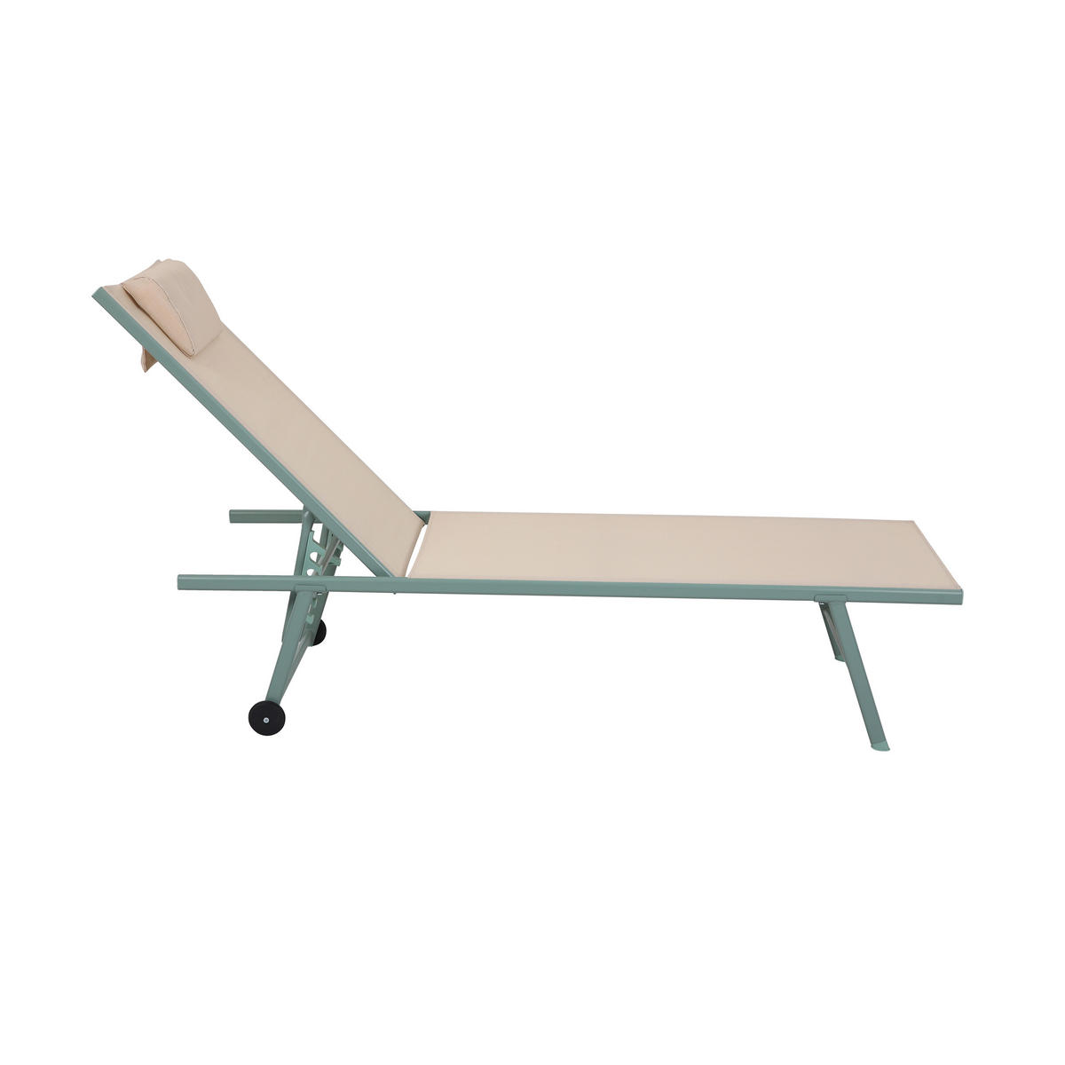 DREIBEINLIEGE 55/97/185 cm  - Beige/Grün, Basics, Textil/Metall (55/97/185cm)