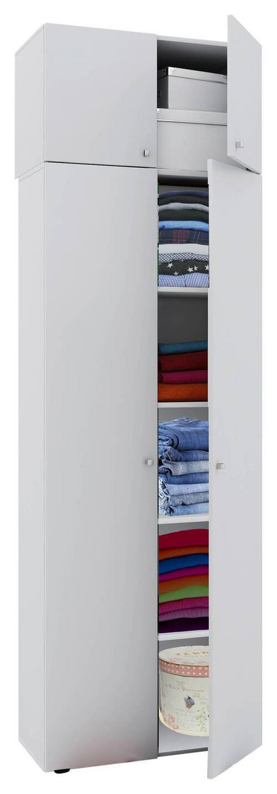 MEHRZWECKSCHRANK 70/218/39 cm  - Weiss/Schwarz, Modern, Holzwerkstoff/Kunststoff (70/218/39cm) - MID.YOU