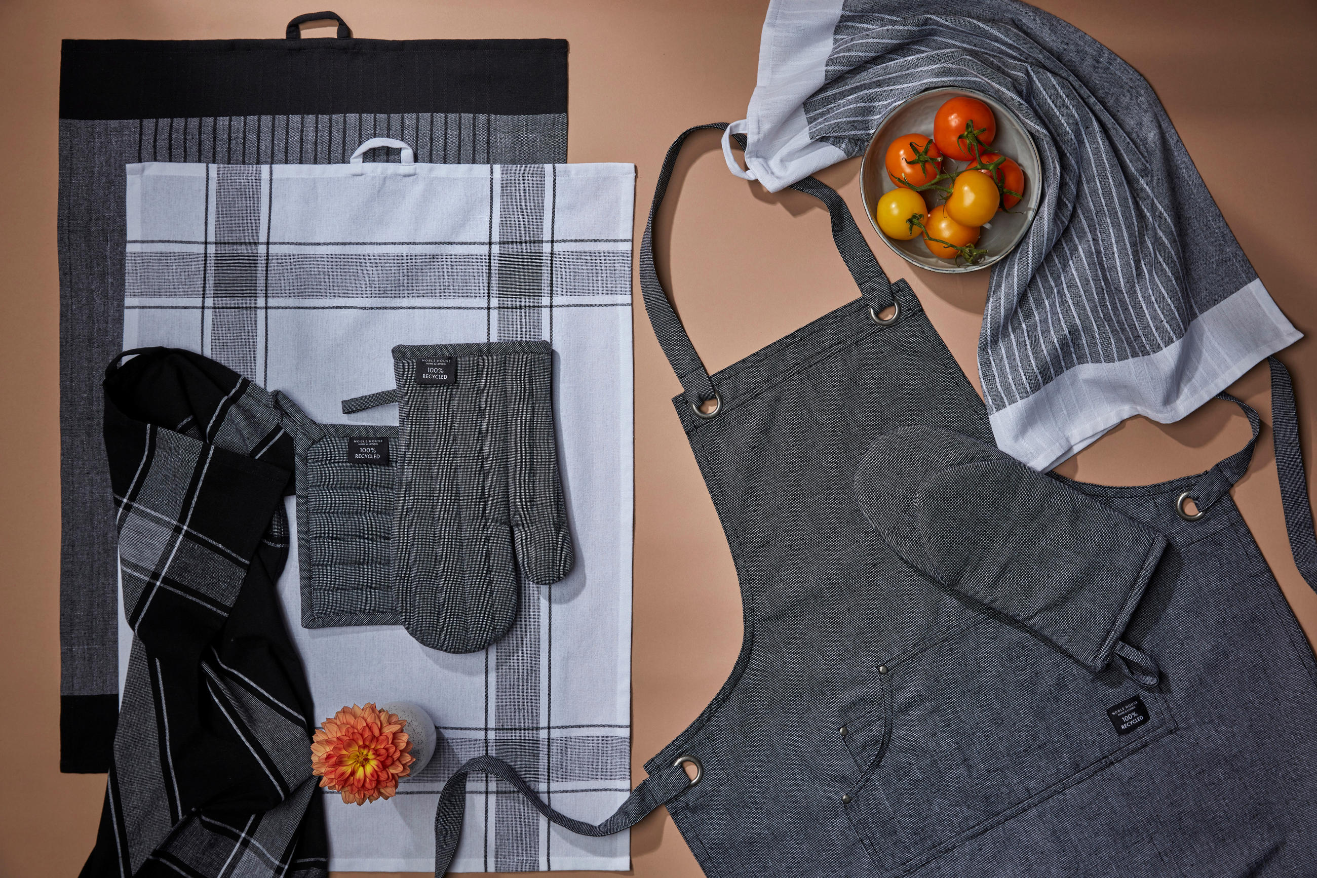 KÖKSHANDDUK SET svart, vit  - vit/svart, Basics, textil (50/70cm)