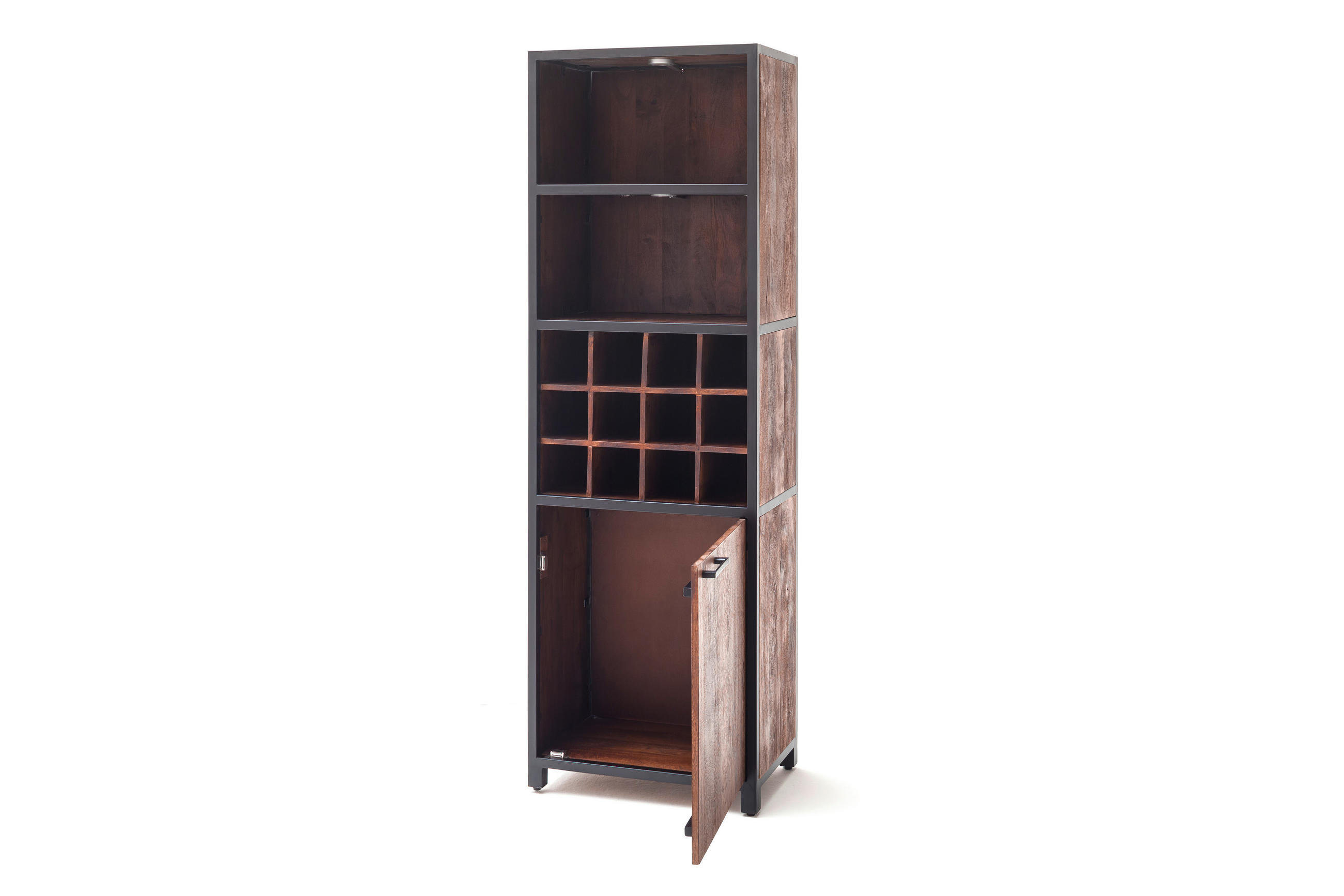 WEINREGAL 60/187/40 cm  - Walnussfarben/Schwarz, LIFESTYLE, Holz/Metall (60/187/40cm) - Livetastic