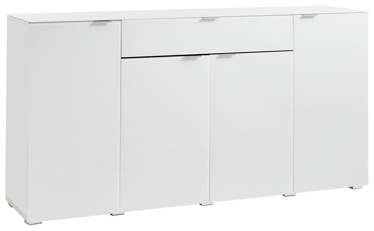 SIDEBOARD  in 180/92/42 cm  - Chromfarben/Weiß, Design, Glas/Holzwerkstoff (180/92/42cm) - Novel