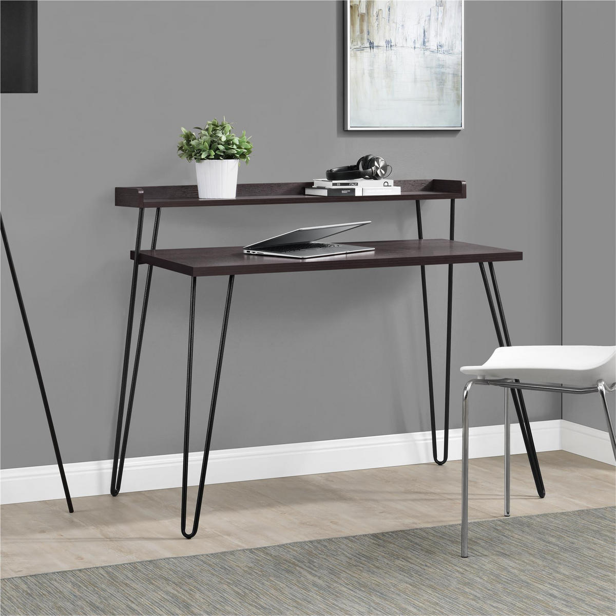 SCHREIBTISCH 112/89/60 cm  in Braun, Sheeshamfarben  - Sheeshamfarben/Schwarz, Design, Papier/Holzwerkstoff (112/89/60cm) - MID.YOU