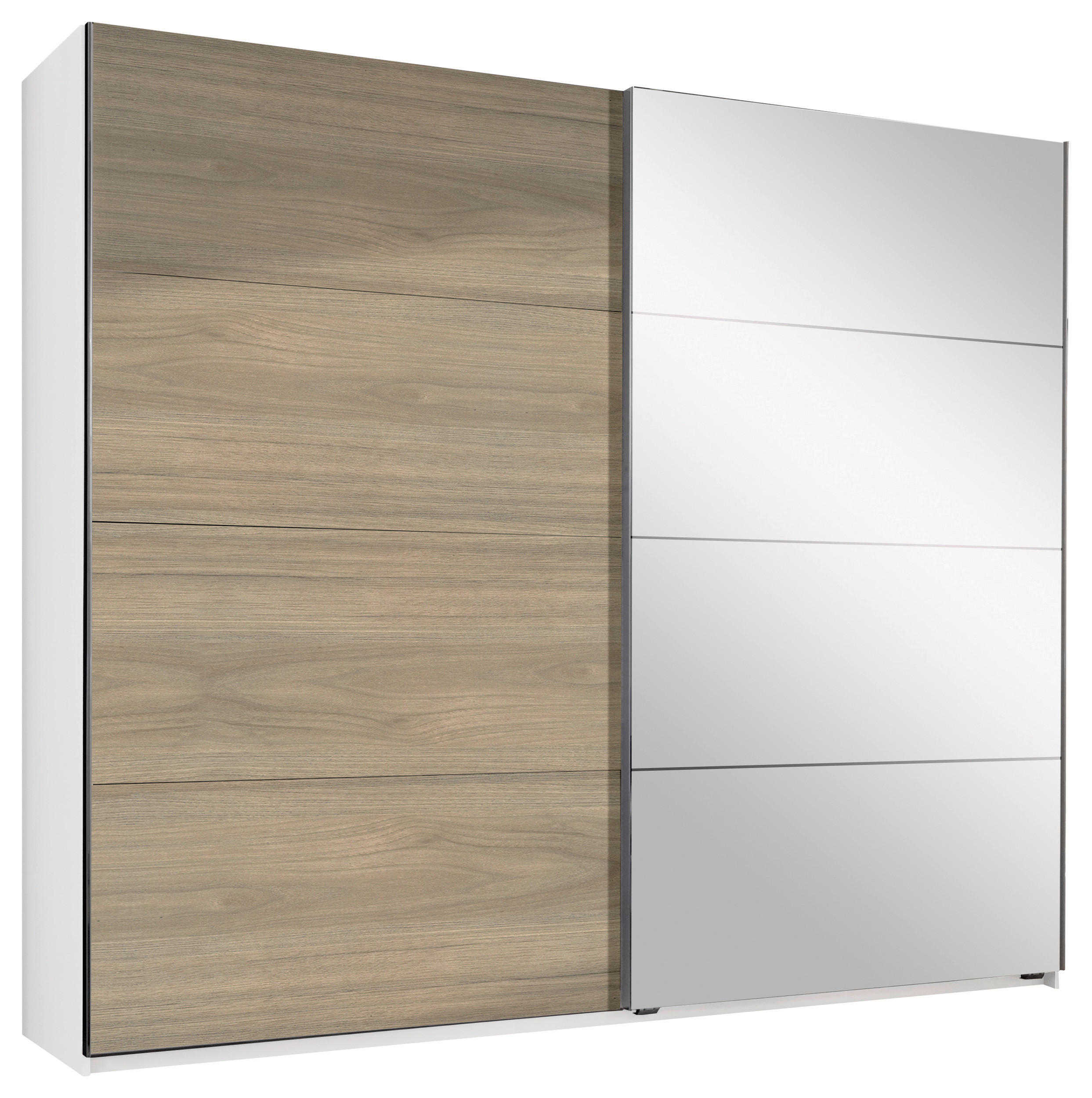 SCHWEBETÜRENSCHRANK 225/210/65 cm 2-türig Weiß, Eichefarben, Hickory  - Eichefarben/Alufarben, Design, Glas/Holzwerkstoff (225/210/65cm) - Boxxx