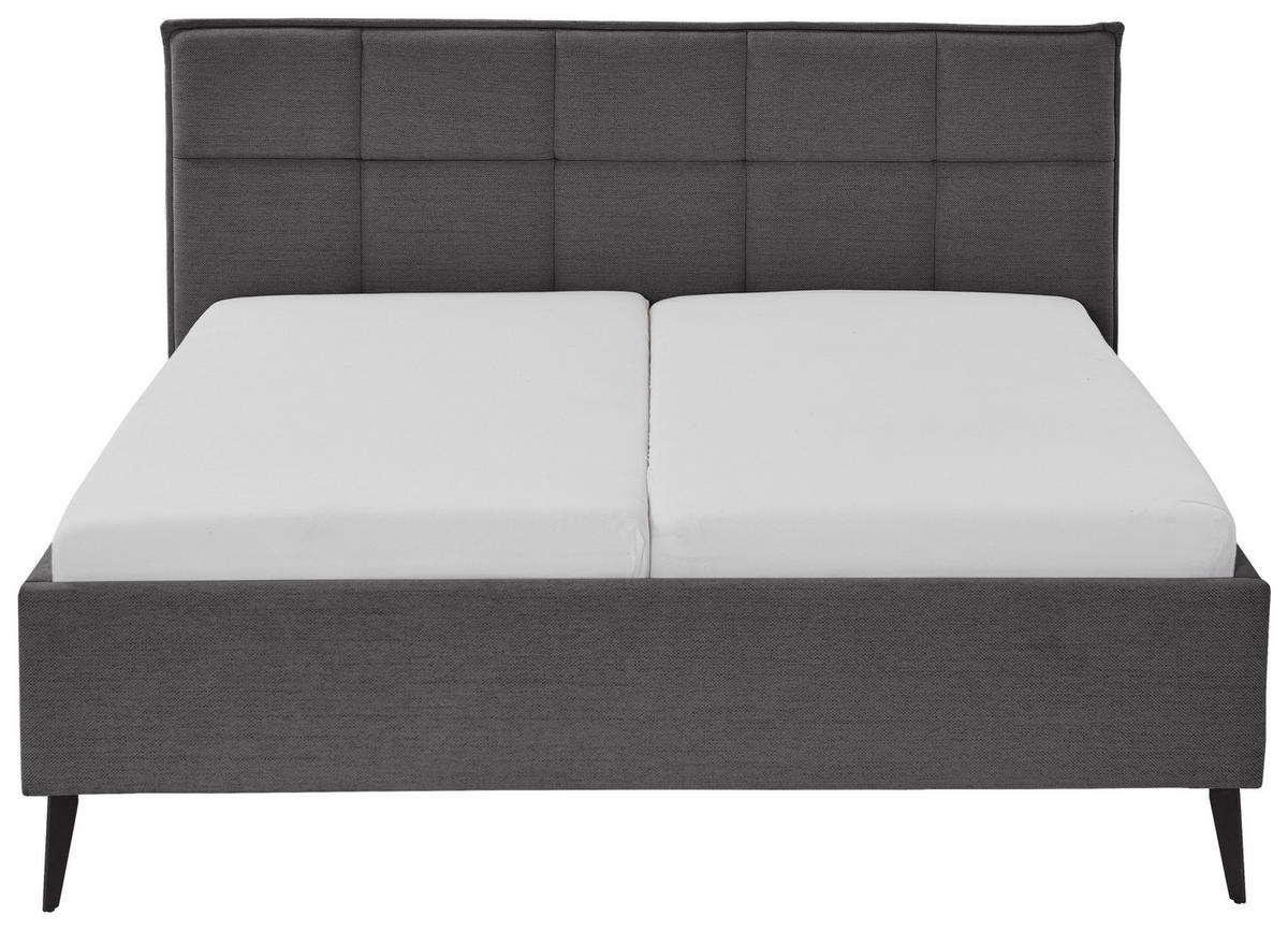 POLSTERBETT 160/200 cm  in Anthrazit  - Anthrazit/Schwarz, Design, Textil/Metall (160/200cm) - Xora