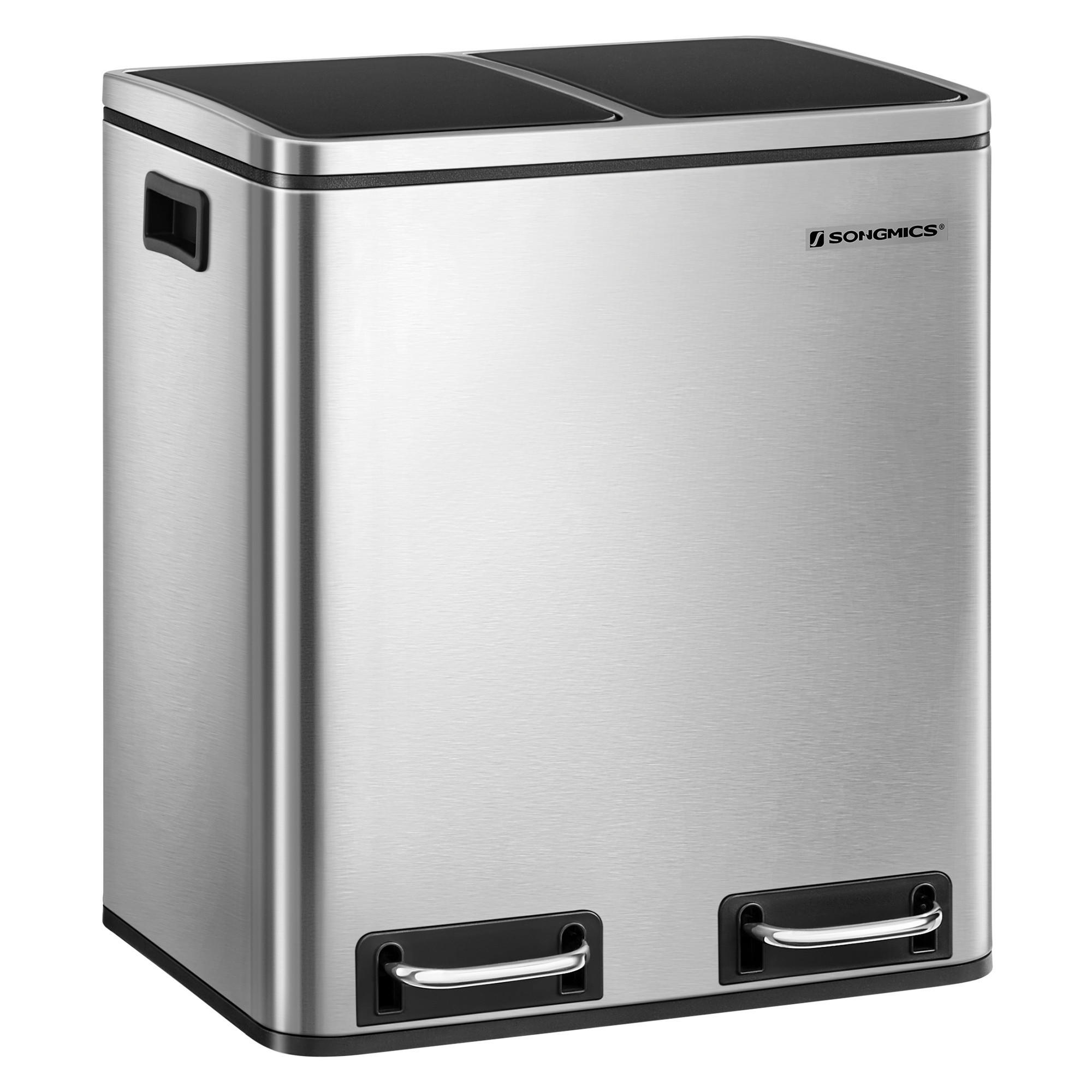 ABFALLSAMMLER 30 l  Metall, Kunststoff  - Silberfarben/Schwarz, Basics, Kunststoff/Metall (41/47/36cm)