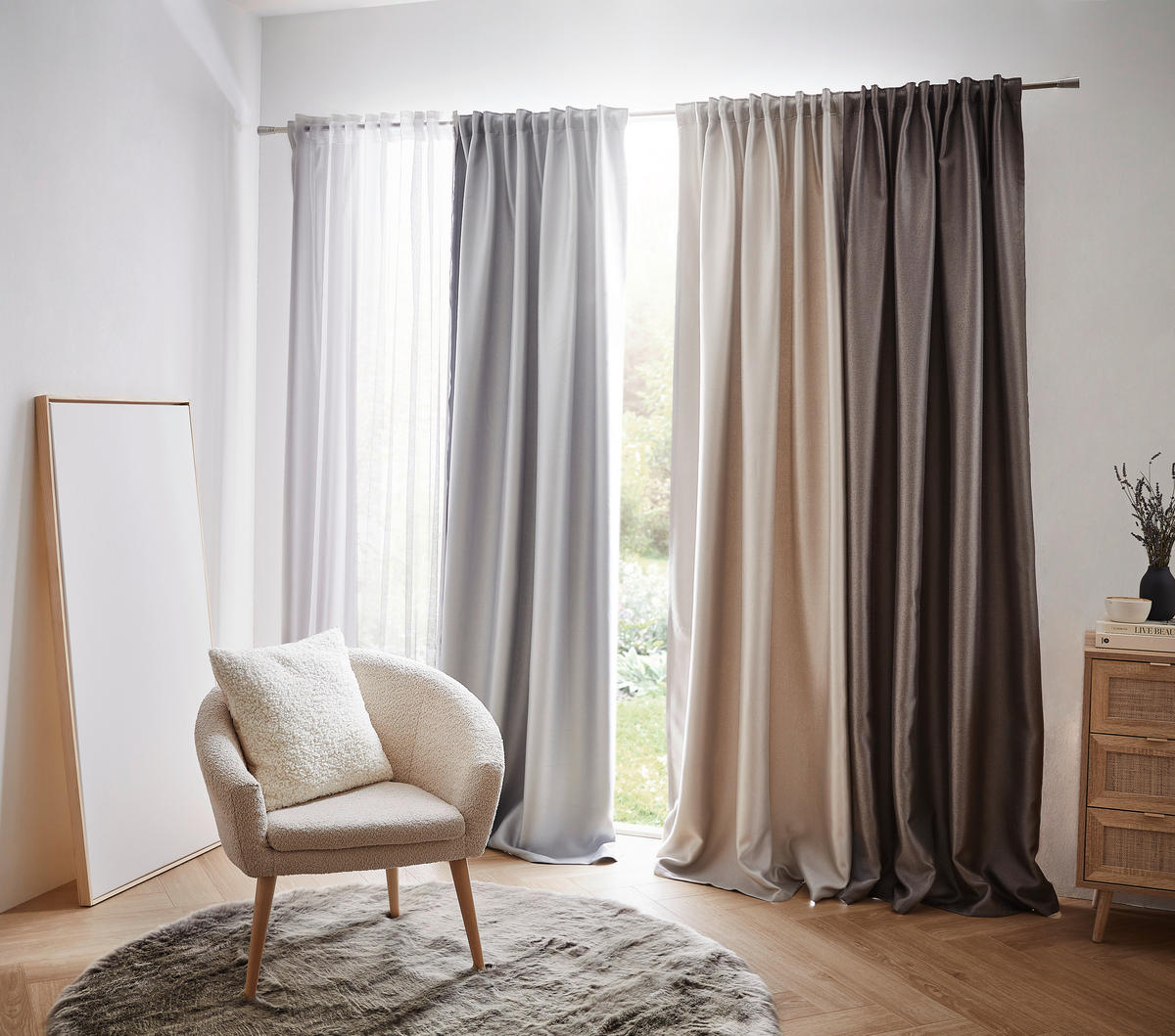 FERTIGVORHANG CAVA black-out (lichtundurchlässig) 140/245 cm   - Sandfarben, KONVENTIONELL, Textil (140/245cm) - Dieter Knoll