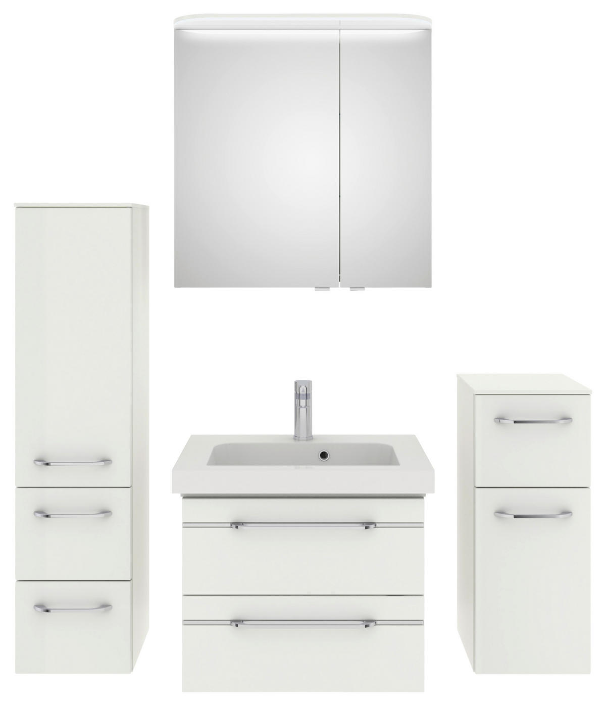 BADEZIMMER 5-teilig  in 148 cm  - Chromfarben/Weiß Hochglanz, KONVENTIONELL, Glas/Keramik (148cm) - Pelipal