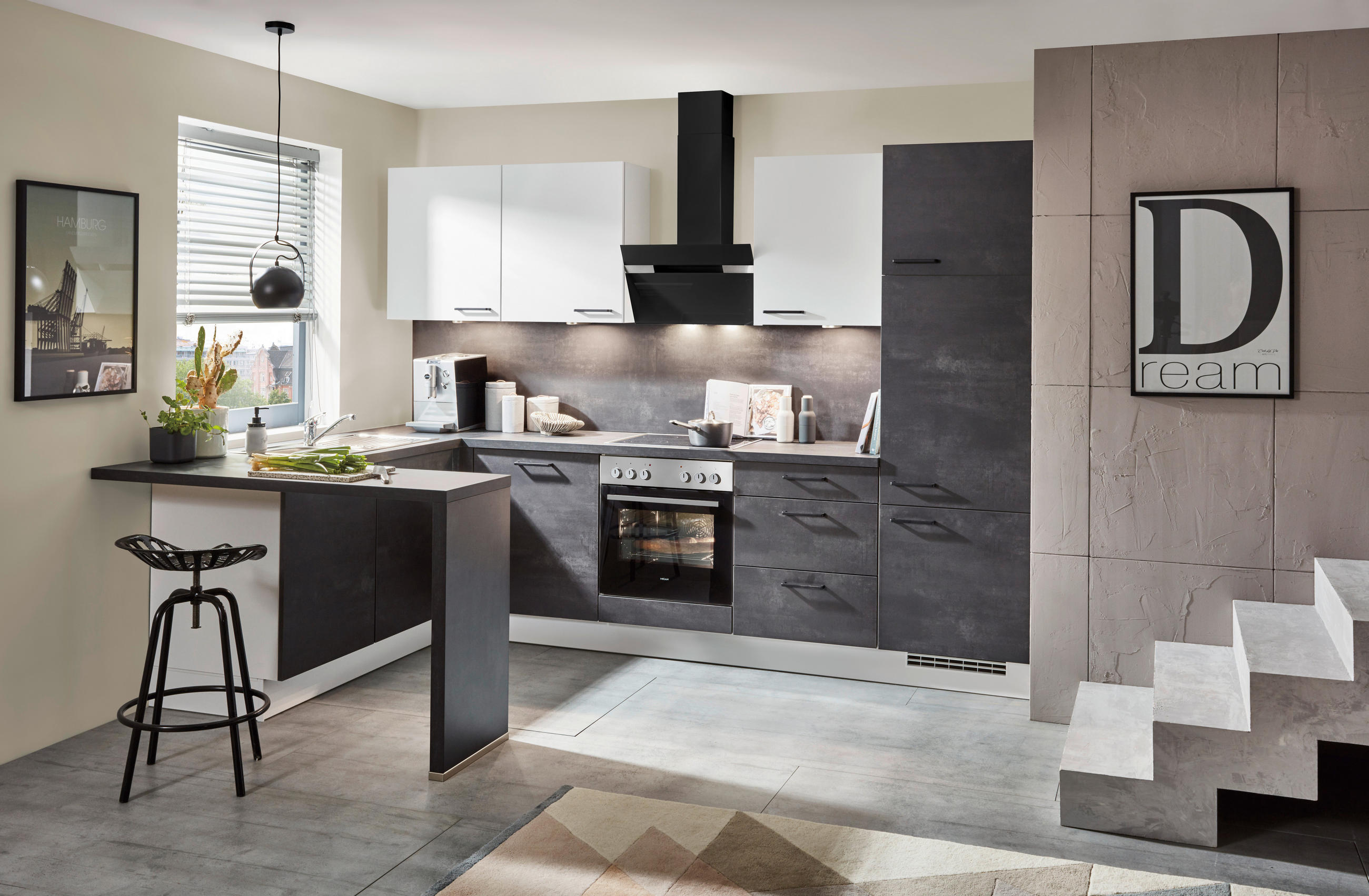 EINBAUKÜCHE   - Schwarz, Design, Holzwerkstoff - Celina