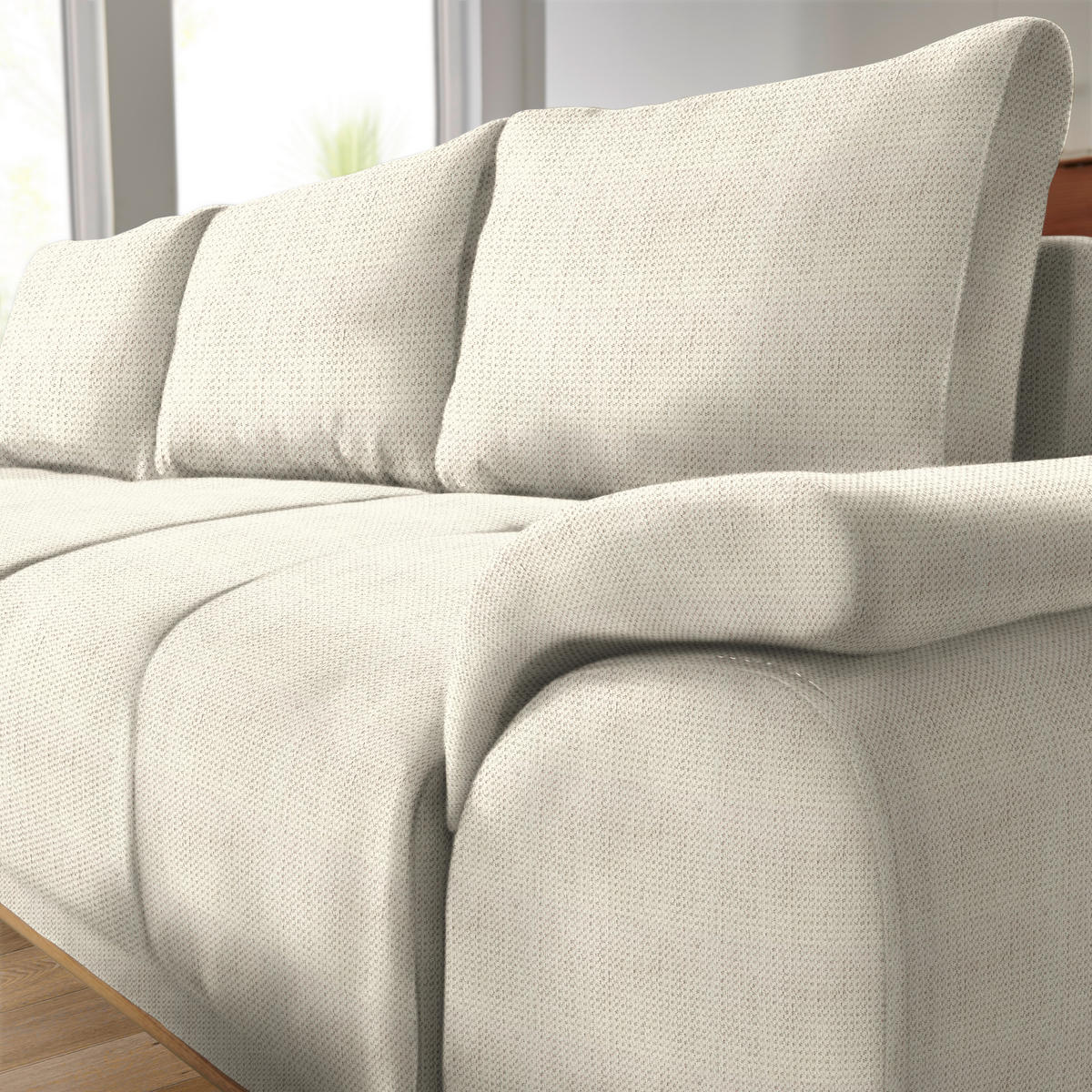 ECKSOFA Creme Chenille  - Creme/Schwarz, MODERN, Textil/Metall (168/262cm) - home24