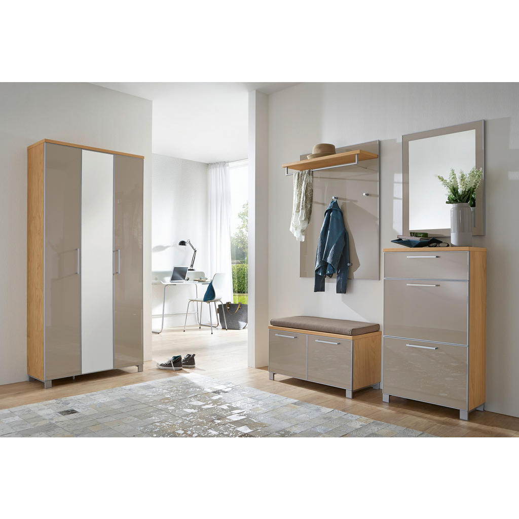 Thumbnail - Xxxl Garderobenbank Santina, Taupe, Eiche, Metall, Eiche, furniert, 1-Sitzer, 84x45x37 cm, Goldenes M, Made in Germany, ...