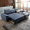 ECKSOFA inkl. Funktionen Blau Webstoff  - Blau/Silberfarben, Design, Textil/Metall (250/167cm) - Xora