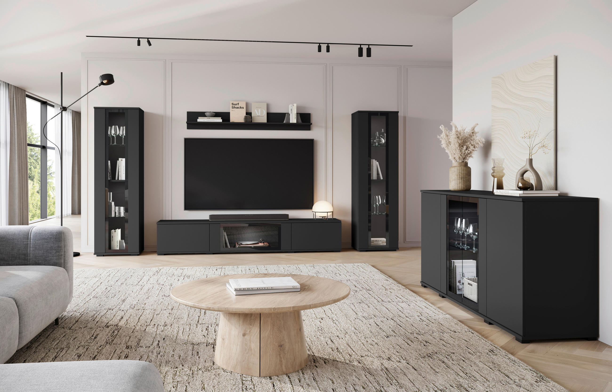 SIDEBOARD 150/69,7/39,5 cm in Schwarz - Schwarz, Design, Glas/Holzwerkstoff (150/69,7/39,5cm) - Livetastic