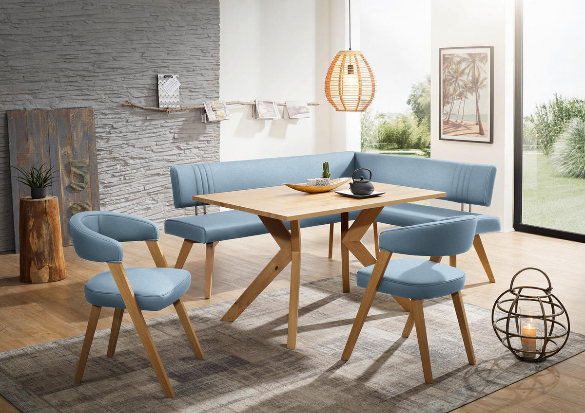 ECKBANK 220/170 cm  in Hellblau, Wildeiche  - Wildeiche/Eichefarben, Design, Holz/Textil (220/170cm) - Venda