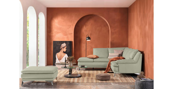 ECKSOFA Taupe Echtleder  - Taupe/Chromfarben, Design, Leder/Metall (224/252cm) - Novel
