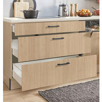 KÜCHENBLOCK PN 100 370 cm  in Eichefarben, Beigebraun  - Eichefarben/Beigebraun, Design, Holzwerkstoff/Metall (370cm) - Pino