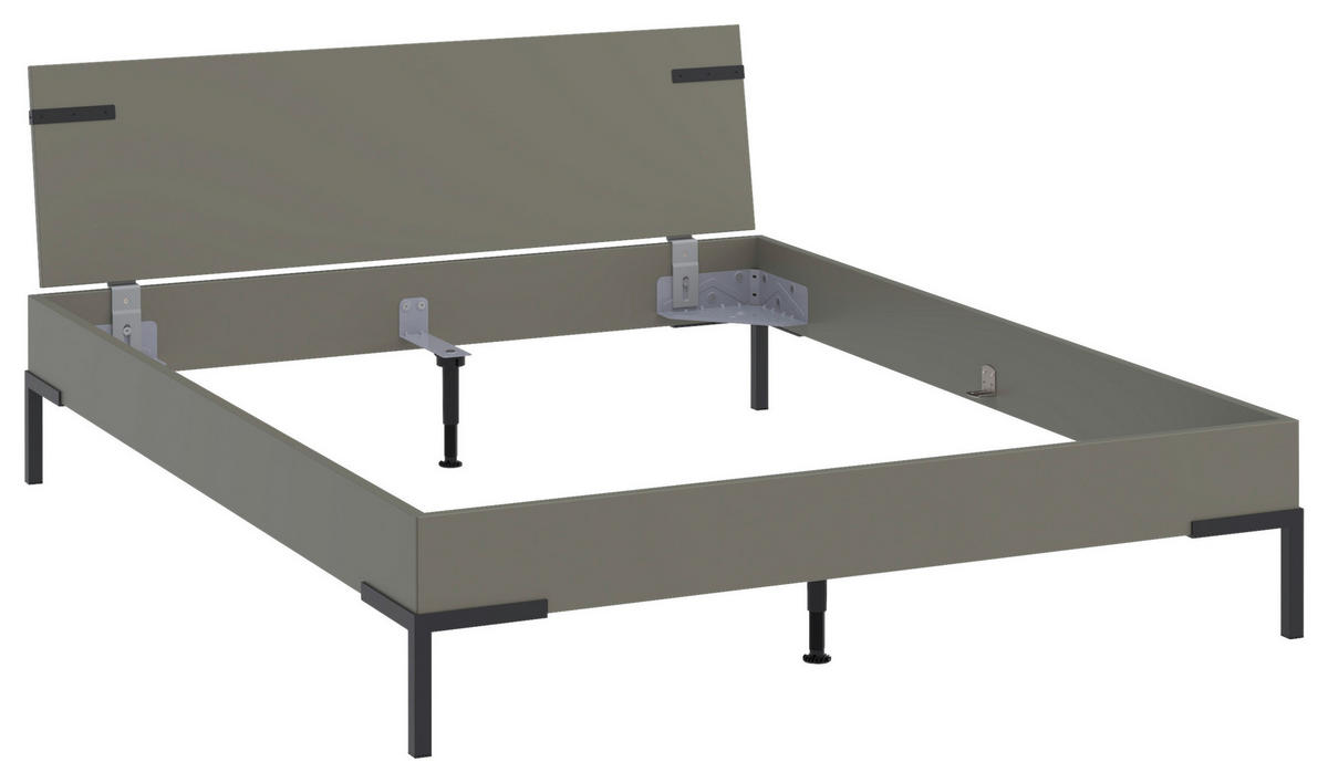 BETT 160/200 cm  in Grau, Grün  - Schwarz/Grau, Design, Holzwerkstoff/Metall (160/200cm) - Xora