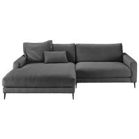 ECKSOFA in Flachgewebe Anthrazit  - Anthrazit/Schwarz, Design, Textil/Metall (190/272cm) - Lomoco