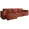 ECKSOFA Terracotta Webstoff Zierkissen, Rückenkissen, Rücken echt  - Terracotta/Schwarz, MODERN, Kunststoff/Textil (153/350cm) - Xora